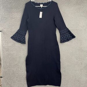 Dress Barn Sweater Bell‎ Sleeve Women S Navy Midi Dress